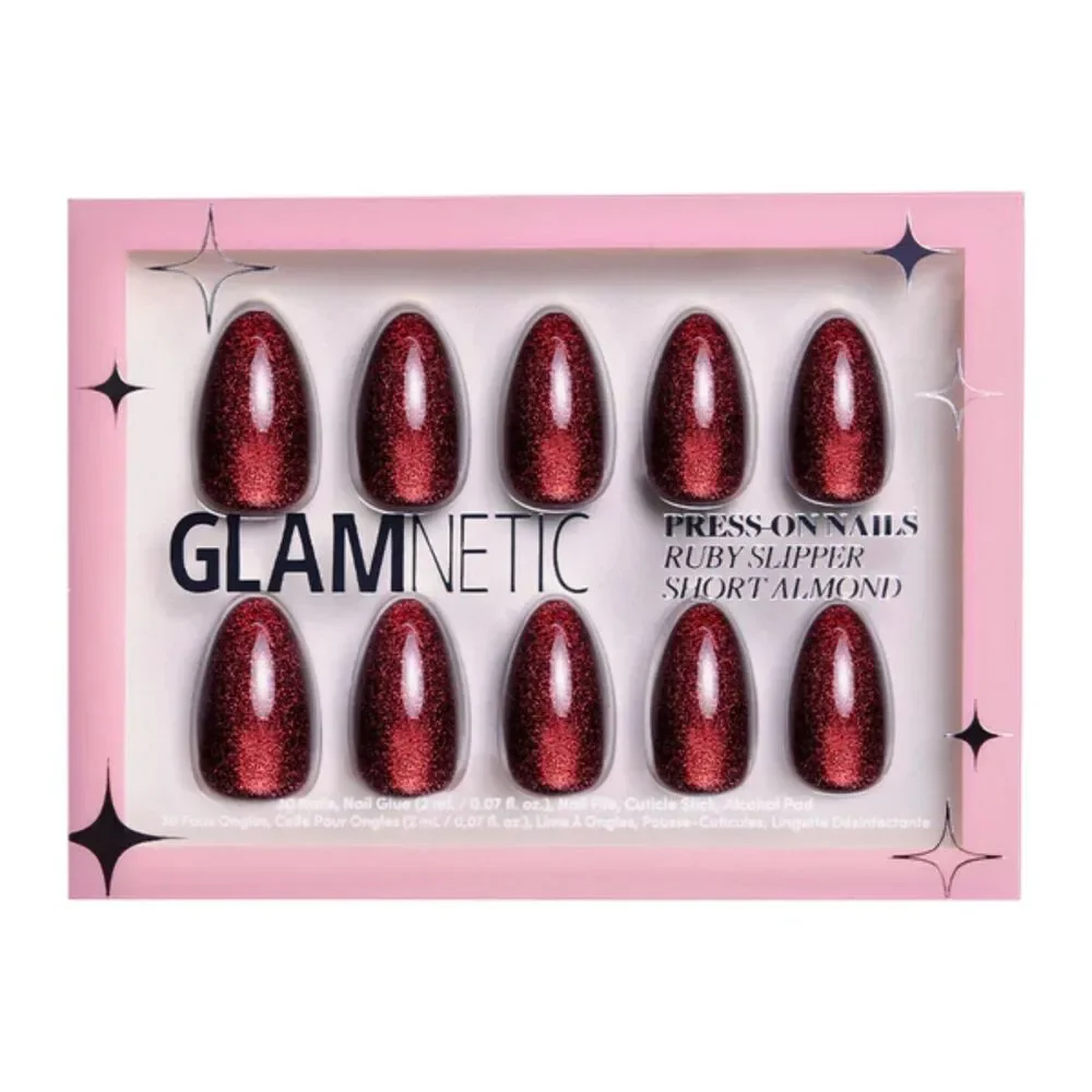 Glamnetic Press-On Nails Short Almond Ruby Slipper